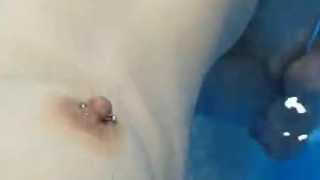SO HOT! licking her pussy in the swimming pool, and playing with her nips!!!